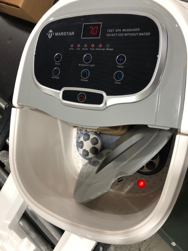 Photo 1 of MARSTAR Motorized Foot Spa Bath Massager w/Heat, Adjustable Water Shower, Automatic Shiatsu Massage Balls & 2 Rollers, Home Pedicure Foot Soak for Stress Relief, Temper & Time Control, Grey