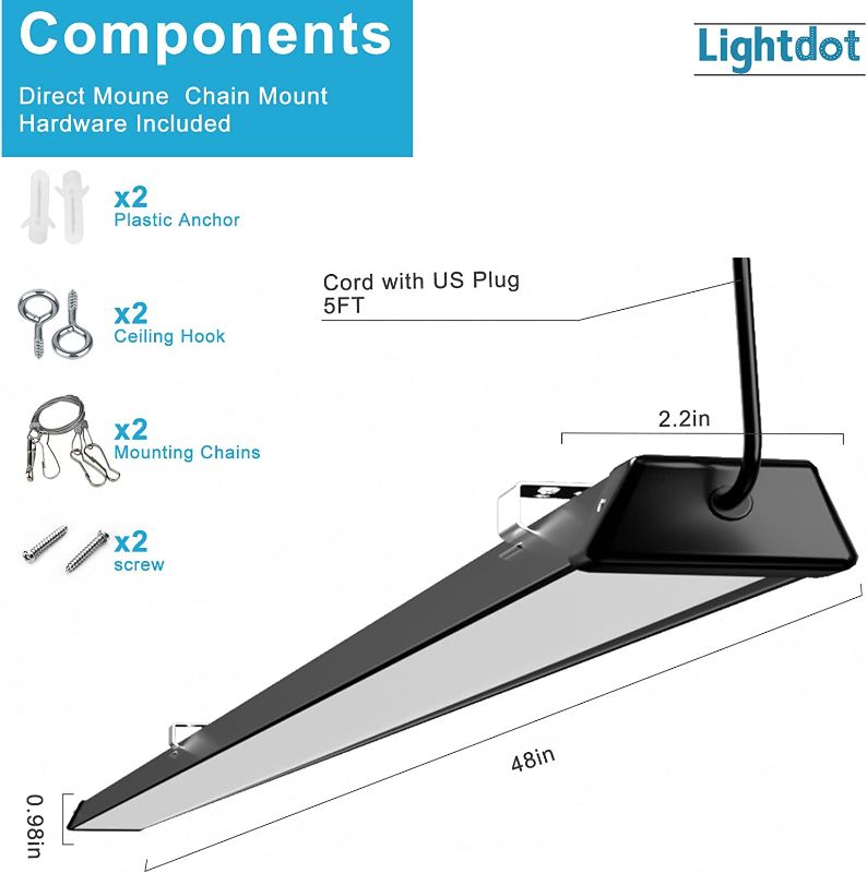 Photo 1 of 1 piece Lightdot Compact LED Shop Light 4FT, 50W 5000K Daylight  4FT | 