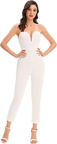 Photo 1 of [Size S] Romwe Women's Elegant Sweetheart Neck Strapless Stretchy Party Romper Jumpsuit
