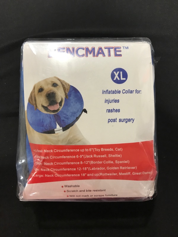 Photo 2 of [Size XL] BENCMATE Protective Inflatable Collar for Dogs and Cats - Soft Pet Recovery Collar Does Not Block Vision E-Collar (X-Large, Blue) [Neck:18"-25"] X-Large Blue