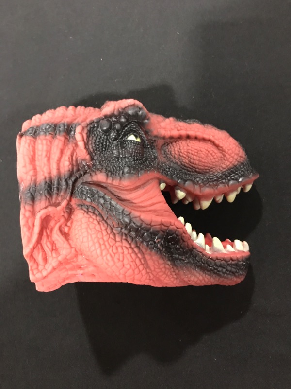 Photo 2 of COGO MAN Dinosaur Hand Puppet , Red T Rex Toys Dinosaur Puppet Rubber | Realistic Tyrannosaurus Rex Head | Lifelike Hand Puppet Toys | Halloween Decorations Toys Gifts for Kids and Adults