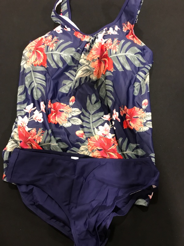 Photo 2 of [Size L 10-12] BIKINX Tankini Swimsuits for Women Plus Size Swimwear Tummy Control Two Piece Bathing Suits Floral Print 
