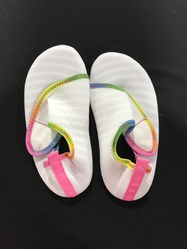 Photo 2 of [Size 8-8.5 Toddler] Centipede Demon Kids Water Shoes Girls Boys Outdoor Quick Dry Barefoot Aqua Socks for Sport Beach Swim Surf - Velcro white