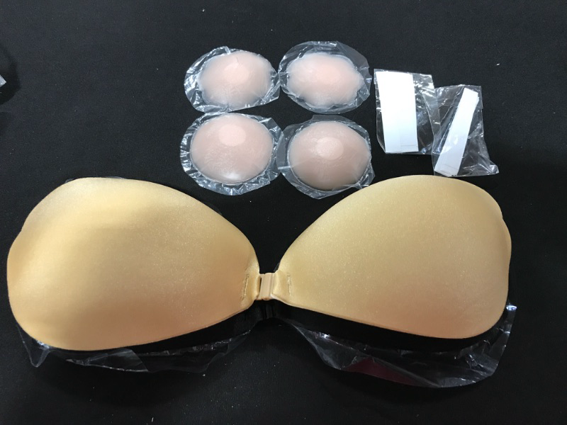Photo 2 of [Size D] FAHZON Adhesive Bra Strapless Sticky Invisible Push up Bra, Backless Reusable Silicone Nipple Covers, Low Cut Bras for Dresses