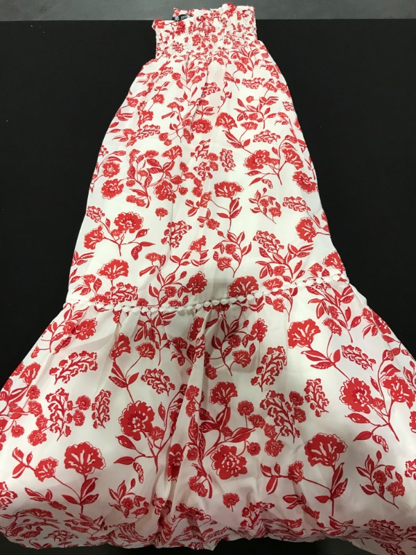 Photo 2 of [Size Small] BTFBM Women Summer Floral Print Long Skirts Casual Elastic High Waist Vintage Pleated Swing A Line Maxi Beach Boho Skirt - Floral Red