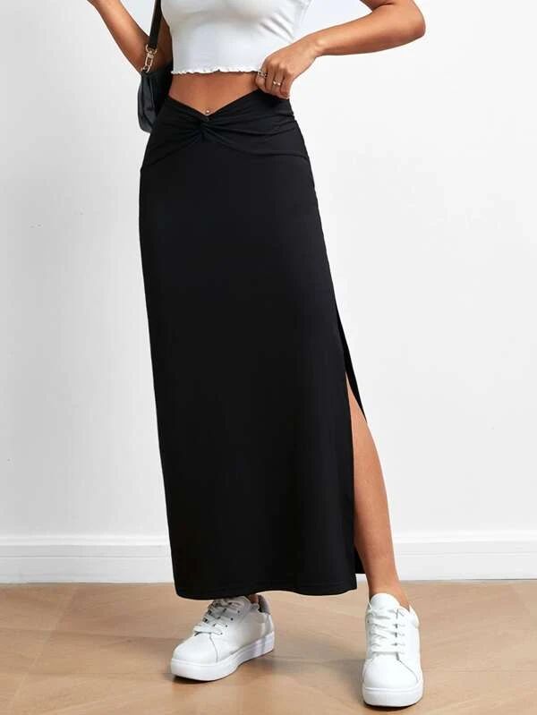Photo 1 of [Size L] SHEIN EZwear Twist Waist Split Thigh Skirt