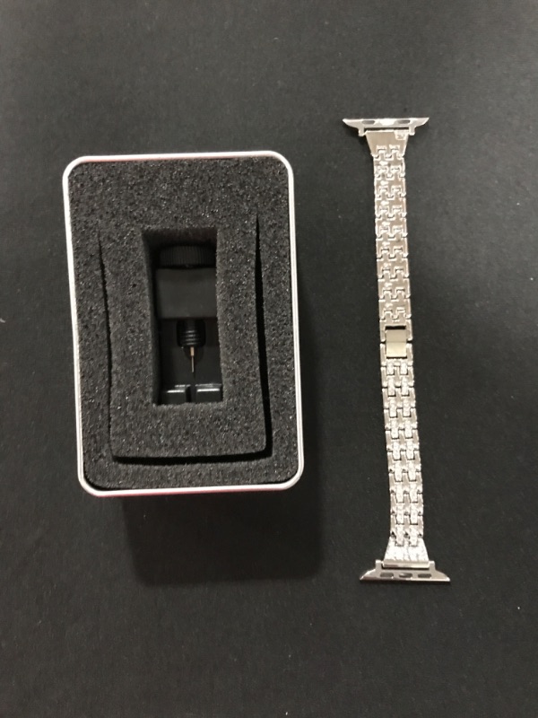 Photo 1 of Secbolt Bling Bands Compatible with Apple Watch Band 38mm 40mm 41mm 42mm 44mm 45mm Women iWatch SE Series 8 7 6 5 4 3 2 1, Dressy Jewelry Metal Wristband Strap Diamond Rhinestone Silver 42mm/44mm/45mm