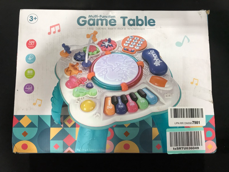 Photo 1 of Dahuniu Baby Toys 6 to 12 Months, Learning Musical Table, Activity Table, 11.8 x 11.8 x 12.2 inches ( Red )