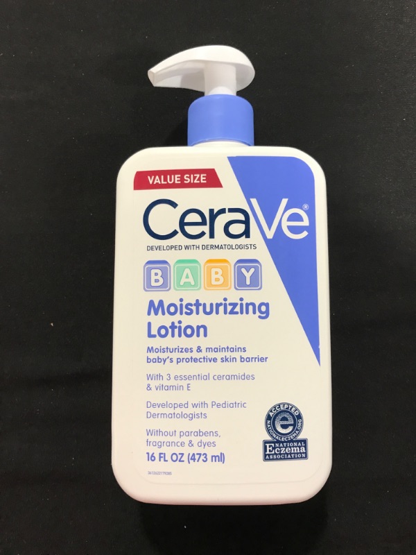 Photo 2 of CeraVe Baby Lotion | Gentle Baby Skin Care with Ceramides, Niacinamide & Vitamin E | Fragrance, Paraben, Dye & Phthalates Free | Lightweight Baby Moisturizer | 16 Ounce