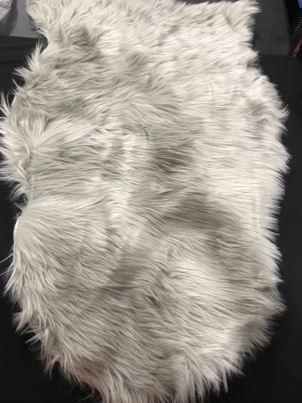 Photo 2 of 38" Silky Faux Fur Rug- Silver