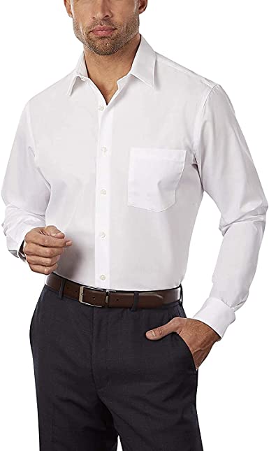 Photo 1 of [Size 2XL] Van Heusen Men's Dress Shirt Fitted Poplin Solid- White
