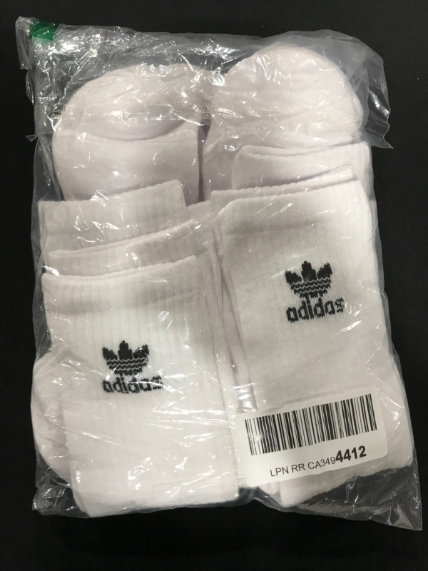 Photo 2 of [Size X-Large] adidas Originals Unisex Originals Trefoil 6-Pack Crew - White