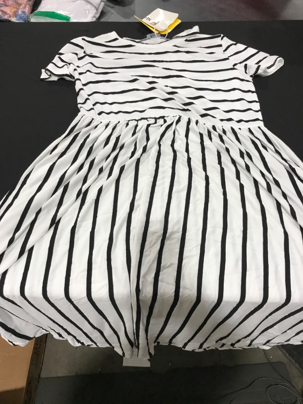 Photo 2 of [Size L] Simier Fariry Women's Midi Casual Dresses with Pockets & Teacher Outfits B-striped-white and Black Large