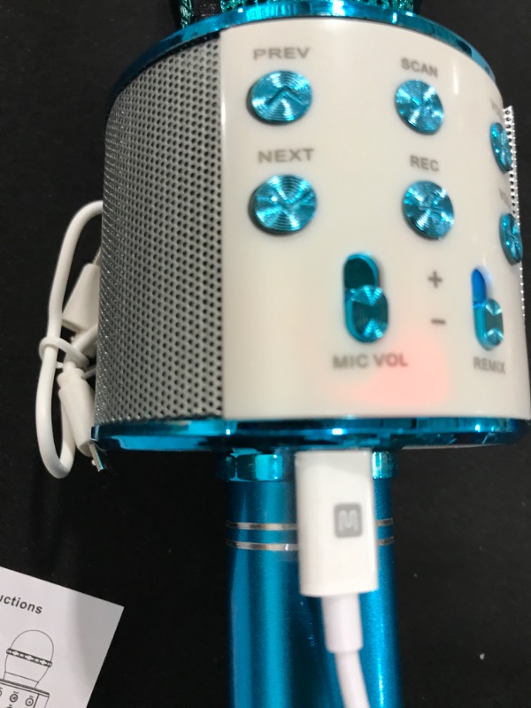 Photo 2 of Leeten Ws858 Mobile Phone Microphone Wireless Bluetooth Microphone Speaker 800mah KTV Player,Blue
