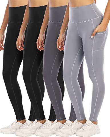 Photo 1 of YOUNGCHARM 4 Pack Leggings with Pockets for Women,High Waist Tummy Control Workout Yoga Pants SIZE L