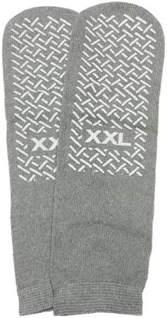 Photo 1 of XX-Large Slip-Stop Single Tread Slipper Socks - Grey (3 Pairs) 
