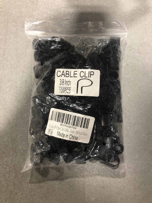 Photo 2 of Mazuu R-Type Clip Cable Fastener Wire Clamp Nylon Screw Mounting Electrical Grip Wire Clips with (100 Pack) (3/8 Inch, Black) 3/8 Inch Black