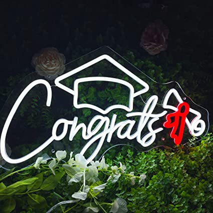 Photo 1 of Congrats Neon Sign, Congrats Grad Led Sign for Backdrop, Graduation Decor, Grad Party Decor, Wedding, Birthday, Graduation Gifts, Celebration Banquet Backdrop, Graduation Neon Sign, Large Congrats Grad Yard Sign 2023 Dimmable (Congrats with Certificate/Ha