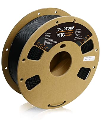 Photo 1 of OVERTURE PETG Filament 1.75mm, 3D Printer Filament, 1kg Spool (2.2lbs), Dimensional Accuracy 99% Probability +/- 0.03mm, Fit Most FDM Printer
