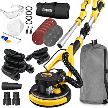 Photo 1 of Drywall Sander, Electric Drywall Sander with Vacuum, Automatic Dust Removal, 7 Variable Speed, 900-1800RPM, 26’ Power Cord, Labor-Saving Handle and Patented Fixture for Ceiling Sanding, LED Light
