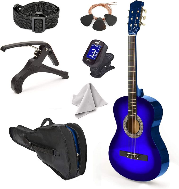 Photo 1 of 
Left Handed Wood Guitar with Case and Accessories for Boys/Girls/Teens/Beginner 38" (Blue Gradient)
