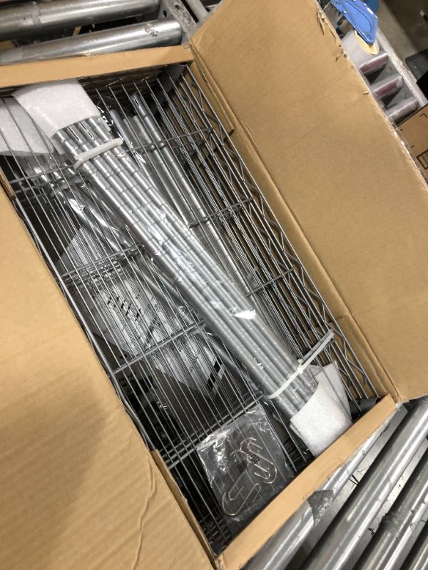 Photo 1 of OSGP 5 Shelf Storage Rack Heavy Duty Metal Organizer Storage Shelf Adjustable Wire Rack Steel Organizer with Leveling Feet, Hooks and Wire Shelf Liners, Silver(23.6L x 12.6W x 59.1H)