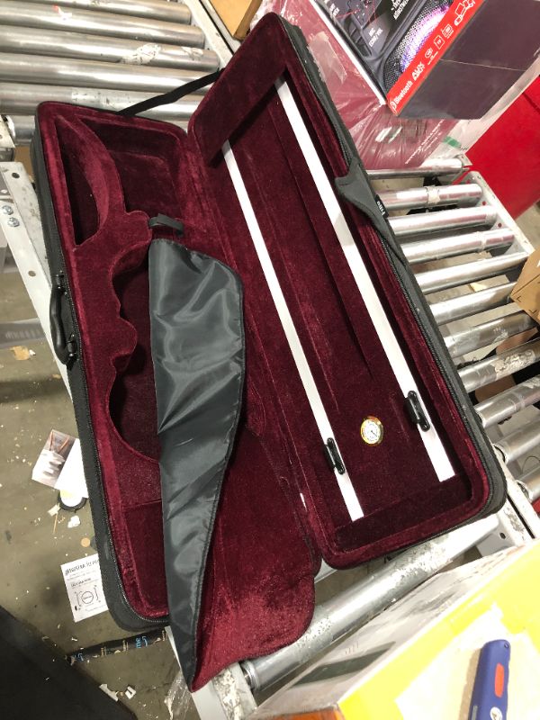Photo 1 of 4/4 Full Size Violin Case,FINO Professional Oblong Violin Hard Case with Built-in Hygrometer,Super Lightweight Portable Carrying Bag Slip-On Cover with Backpack Straps,Black Square