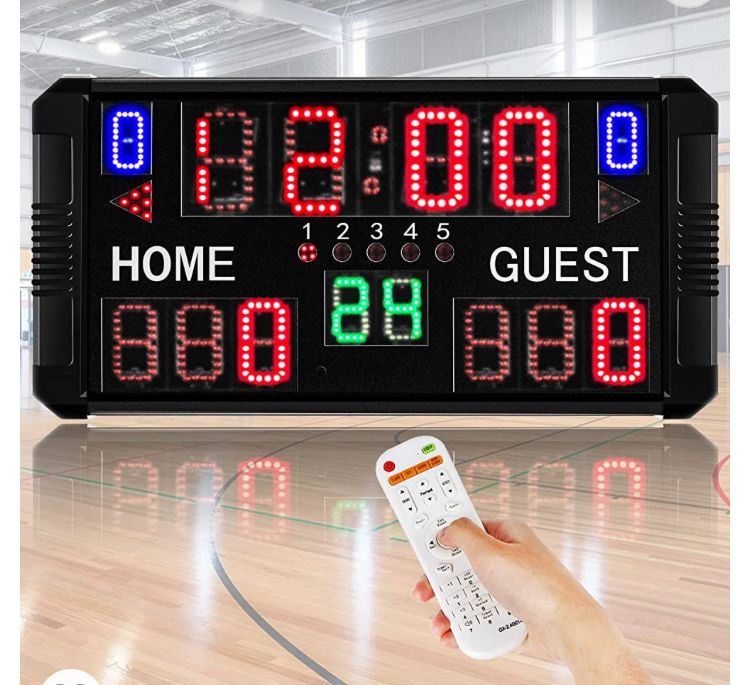 Photo 1 of Spolehli Led Scoreboard Multisport Scoreboard 14/24s Shot Portable Tabletop Scoreboard with Remote Control Indoor Wall-Mount Digital Scoreboard for Basketball Table Tennis Baseball Soccer Volleyball