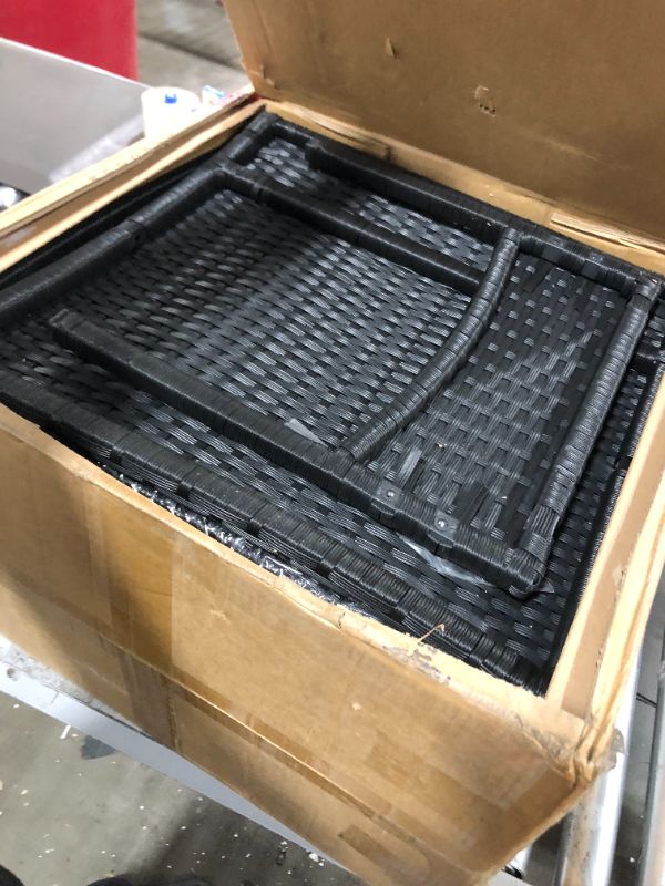 Photo 1 of HOMEZILLIONS Outdoor Furniture 3 Piece Patio Set Balcony Furniture Outdoor Bistro Set Wicker Chair for Balcony Backyard Porch with Table and Cushions Red