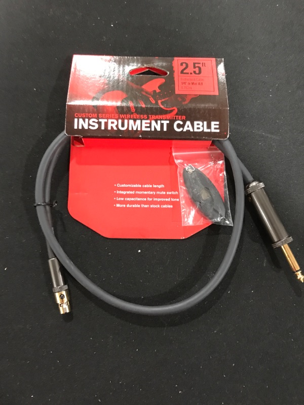 Photo 1 of D'Addario Guitar Cable - Wireless Guitar Cable - Cable Cutter Included - Customizable - 2.5 Feet/0.76 Meters - Straight End - 1 Pack