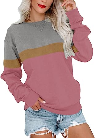 Photo 1 of [Size M] Women's Casual Round Neck Sweatshirt Long Sleeve Pullover Loose Version Pullover Sweater Dress Sweater Women Long Sleeve
