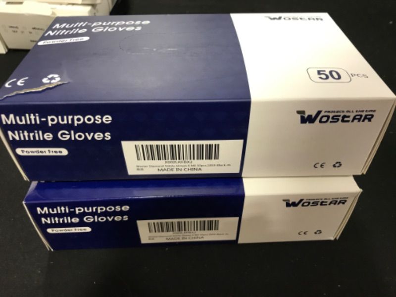 Photo 2 of [2 Pack] Wostar Disposable Black Nitrile 8 Mil Gloves Medium 50 Count Raised Diamond Texture Black Disposable Sterile Heavy Duty Gloves Black Medium 8mil 50pcs Medium (Pack of 50)