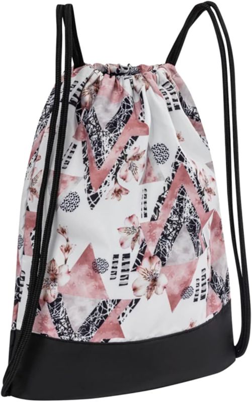 Photo 1 of Drawstring Backpack for Women | Durable Lightweight Gym Backpack with Graphic Designs | Great for Drawstring Bags for the Gym, Travel, and Overnights | Rose - Cherry Blossom
