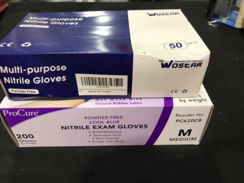 Photo 2 of [2 Boxes] Size Medium- Disposable Black Nitrile and Blue Nitrate Exam Gloves