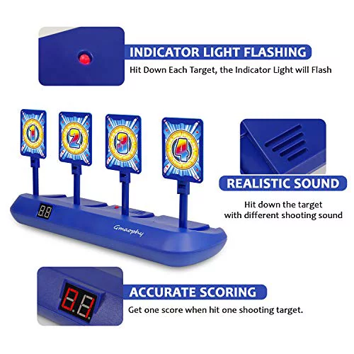 Photo 1 of [Color- Black] Digital Shooting Target with Foam Dart Toy Shooting Blaster for Nerf Guns Toys,Scoring Auto Reset 4 Digital Running Targets with Light and Sound Effect
