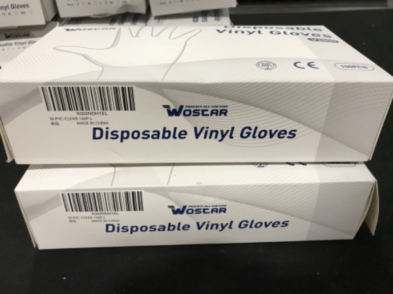 Photo 2 of 2 Pack- L- Vinyl Powder Free Gloves Large 3Mil Latex Free Disposable Food Grade Vinyl Gloves,100 Count (Pack of 1) Large (Pack of 100) White Large 100pcs