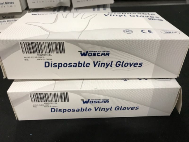 Photo 2 of 2 Pack= Large= Vinyl Powder Free Gloves Large 3Mil Latex Free Disposable Food Grade Vinyl Gloves,100 Count (Pack of 1) Large (Pack of 100) White Large 100pcs