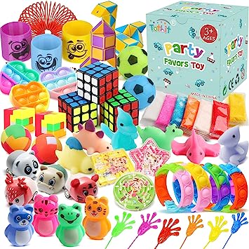 Photo 1 of 53 Pcs Party Favors for Kids Boys Girls 4-8 8-12 3-5, Fidget Pack Treasure Box Toys for Classroom Prizes, Pinata Stocking Stuffers, Goodie Bags Fillers for Kids Birthday Party, Small Bulk Toys Gifts 