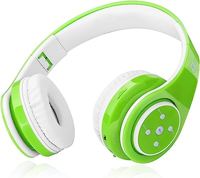 Photo 1 of Kids Headphones Bluetooth Wireless 85db/110db Volume Limit Headset Fit for Aged 3-21 Over-Ear and Build-in Mic Wired & SD Card Mode Headphones for Boys Girls Travel School Phone Pad Tablet PC Green