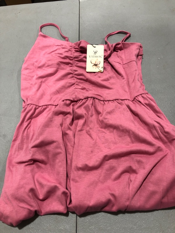 Photo 2 of YATHON Casual Dresses for Women Sleeveless Cotton Summer Beach Dress A Line Spaghetti Strap Sundresses with Pockets Large Yt090-pink