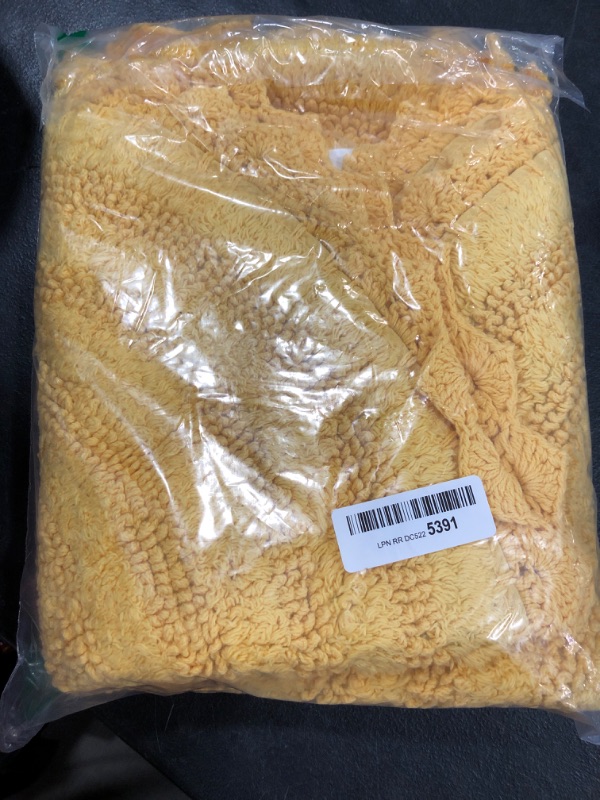 Photo 1 of DII Crochet Collection Reversible Bath Mat, Round, 27.5" Diameter, Yellow Round, 27.5" Diameter Yellow