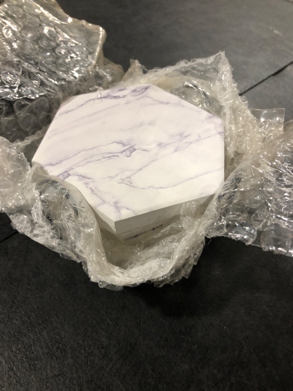 Photo 2 of 6 pcs White Marble Coasters for Coffee Table Drink Absorbent Coasters with Holder Hexagon Stone Cup Coaster Set Thirstystone Coasters Ceramic Bar Coasters