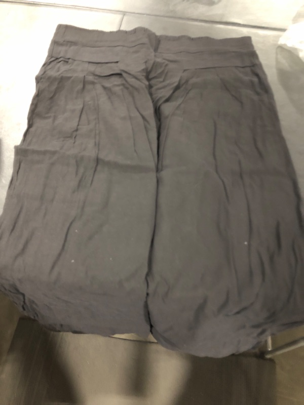 Photo 2 of Zontroldy Cotton Linen Wide Leg Palazzo Pants for Women High Elastic Waist Casual Lounge Capri Pants with Pockets(0780-Black-XL)