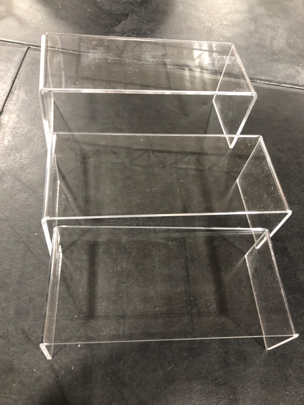 Photo 1 of Acrylic Display Stand Riser Clear Small Acrylic Decorator Stand Shelf for Figures Pops, Jewelry, Cupcake, Dessert
