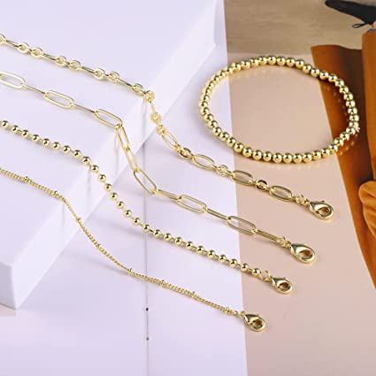 Photo 1 of 14K Gold Chain Bracelets Set (5pc)