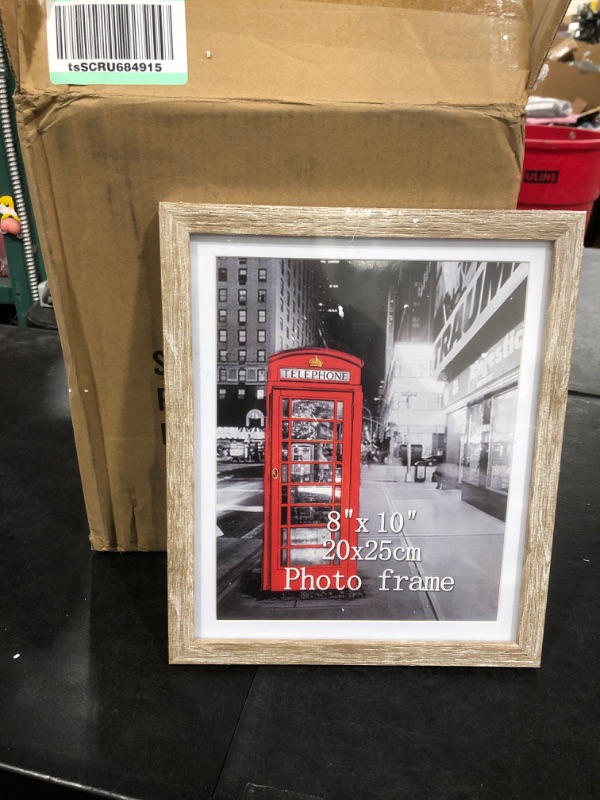 Photo 2 of 8x10 Picture Frame with Mat for Wall and Tabletop Decoration, Set of 6 9x11 Rustic White Wood Grain Frames 8x10 Rustic White