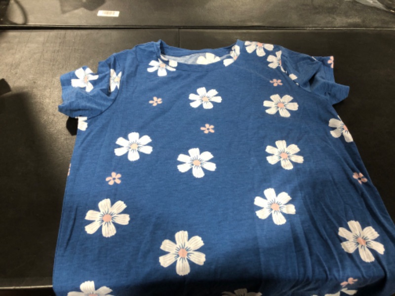 Photo 2 of Biucly Womens Short Sleeve Crewneck Shirts Loose Casual Tee T-Shirt Large A2 Blue
