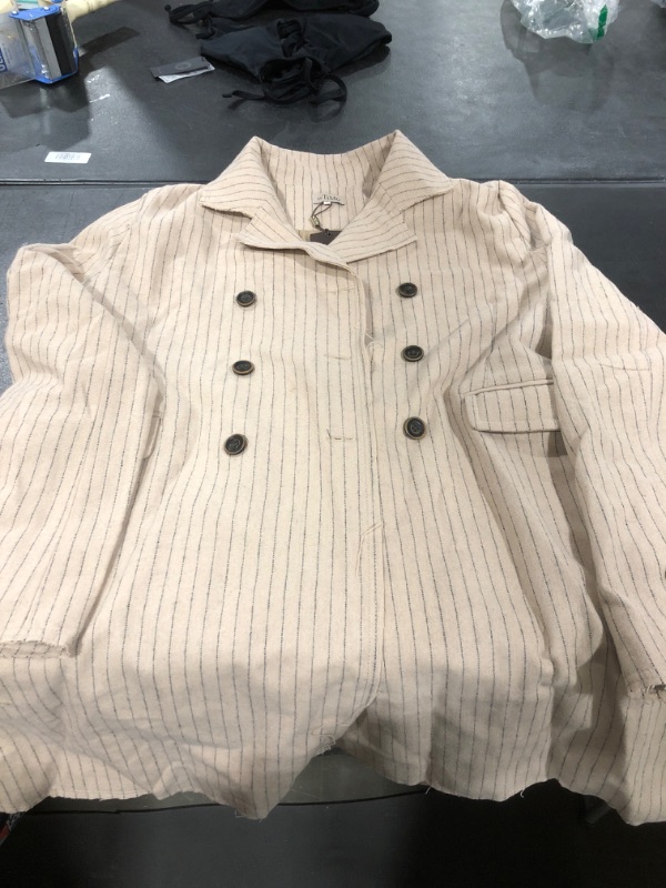 Photo 2 of byTiMo Women's Pinstripe Trench Jacket Large Crème