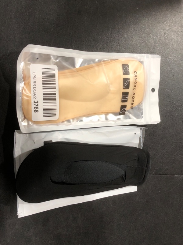 Photo 2 of 2 Pairs 3D Padded Women's No Show Nylon Socks Sponge Cushion Liner 5-6 Black+nude