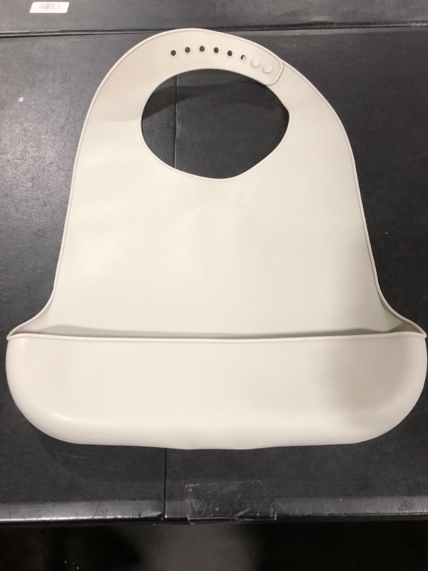 Photo 2 of Large Size Silicone Bibs for Adults with Crumb Catcher,Eating Cloth for Elderly,Clothing Protectors for Seniors,for Mealtime Light Gray